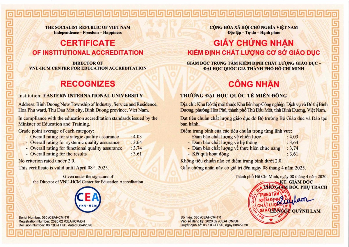 Chứng nhận CSGD Chu kỳ 1